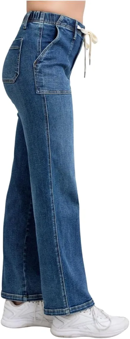 Judy Blue High Rise Drawstring Wide Leg Jeans