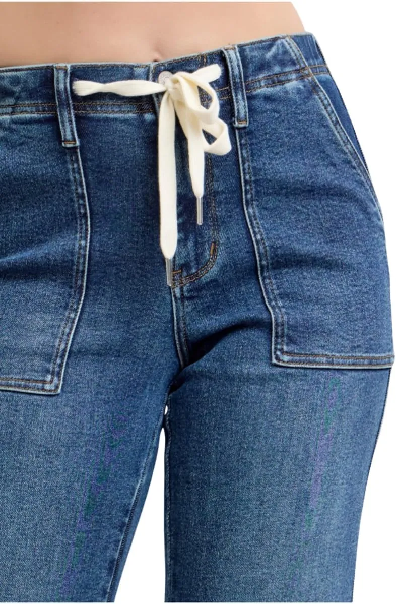 Judy Blue High Rise Drawstring Wide Leg Jeans