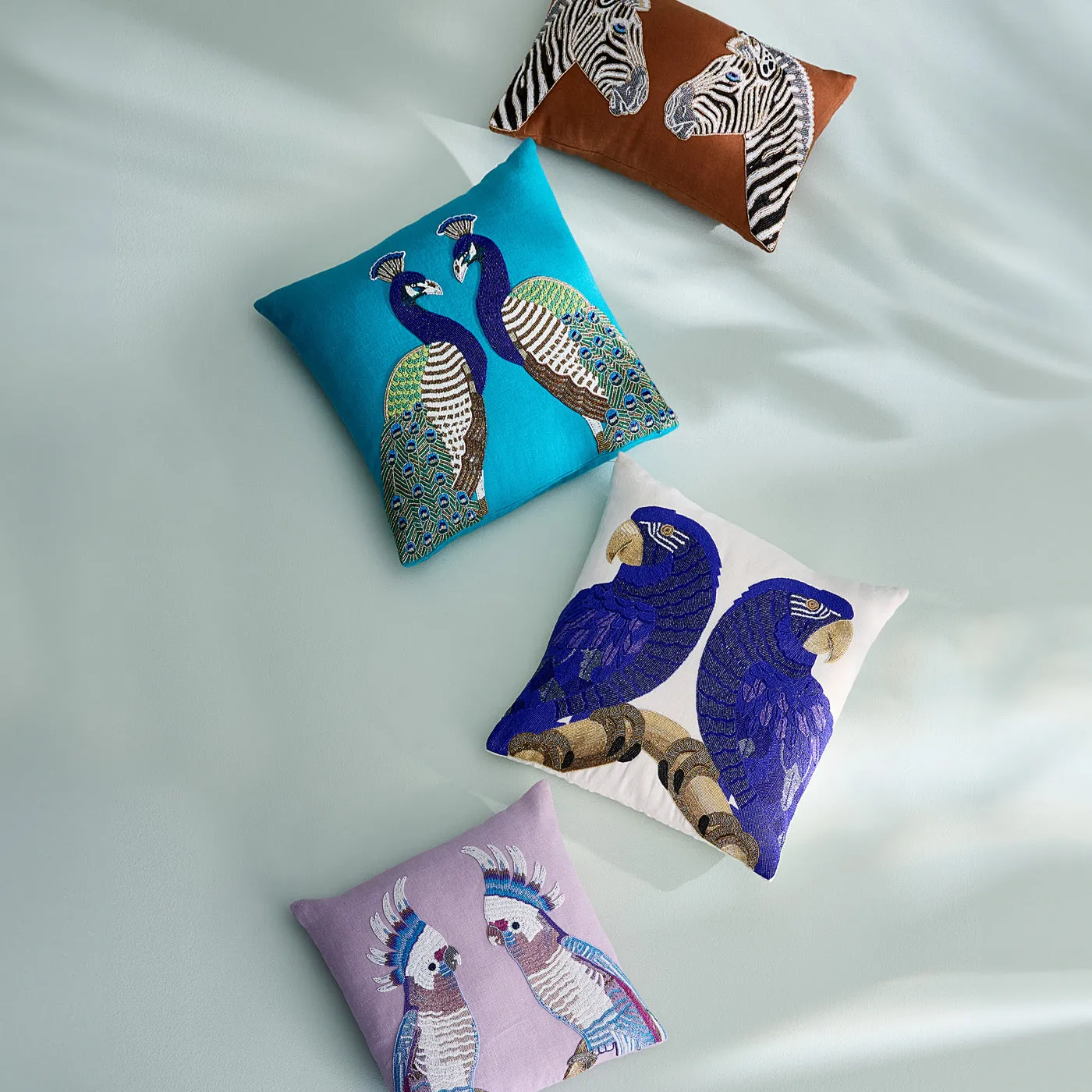 Macaw Beaded Cushion