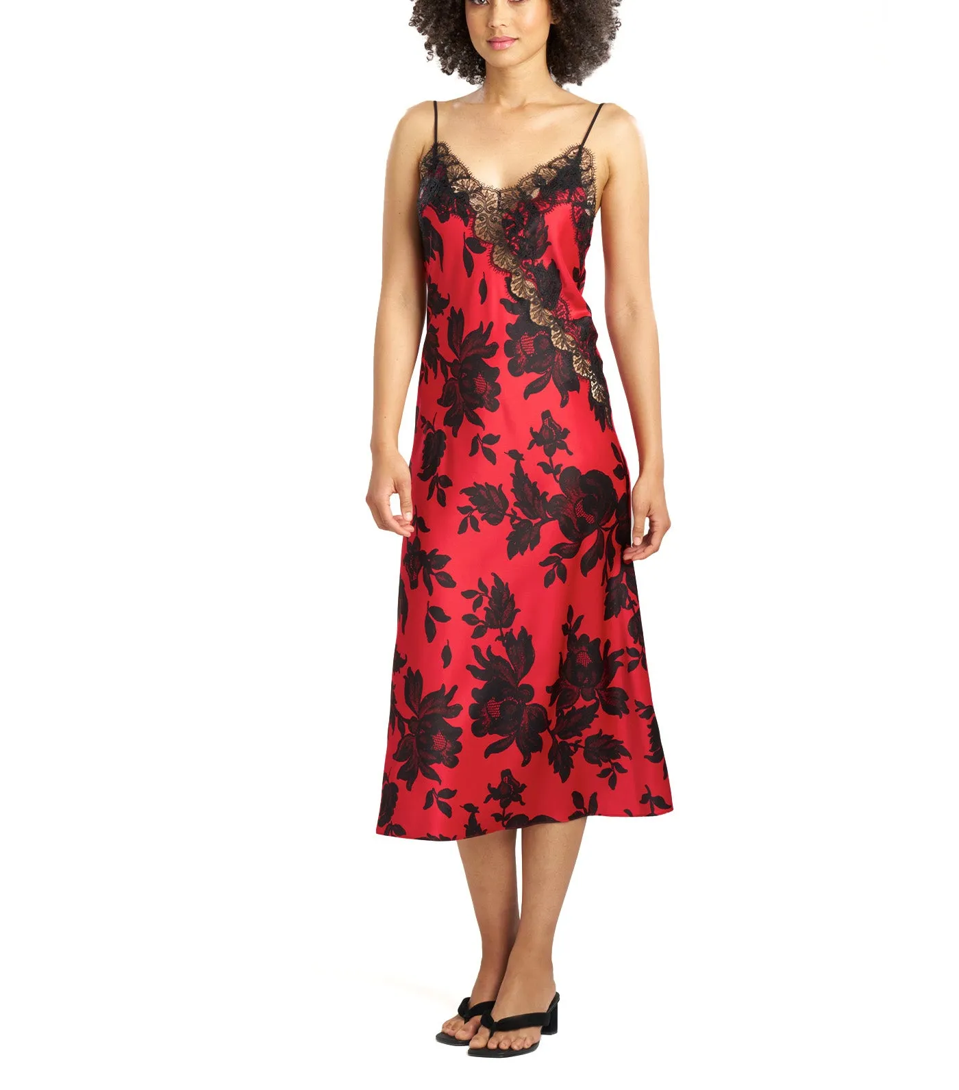 Mantilla Lace Applique Gown Brocade Red Combo