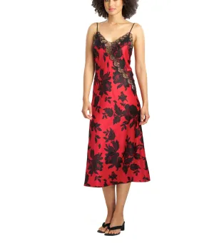 Mantilla Lace Applique Gown Brocade Red Combo
