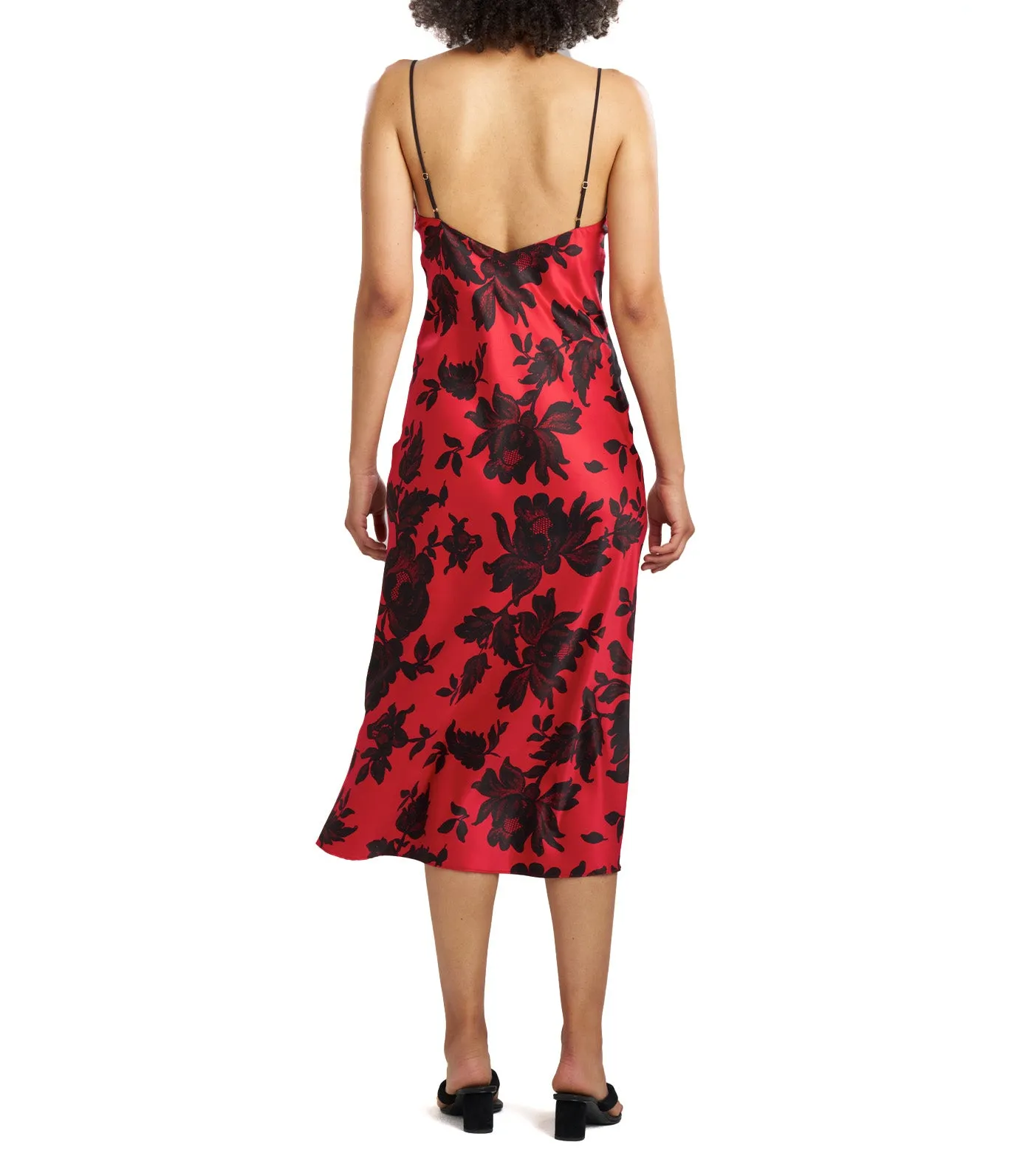 Mantilla Lace Applique Gown Brocade Red Combo