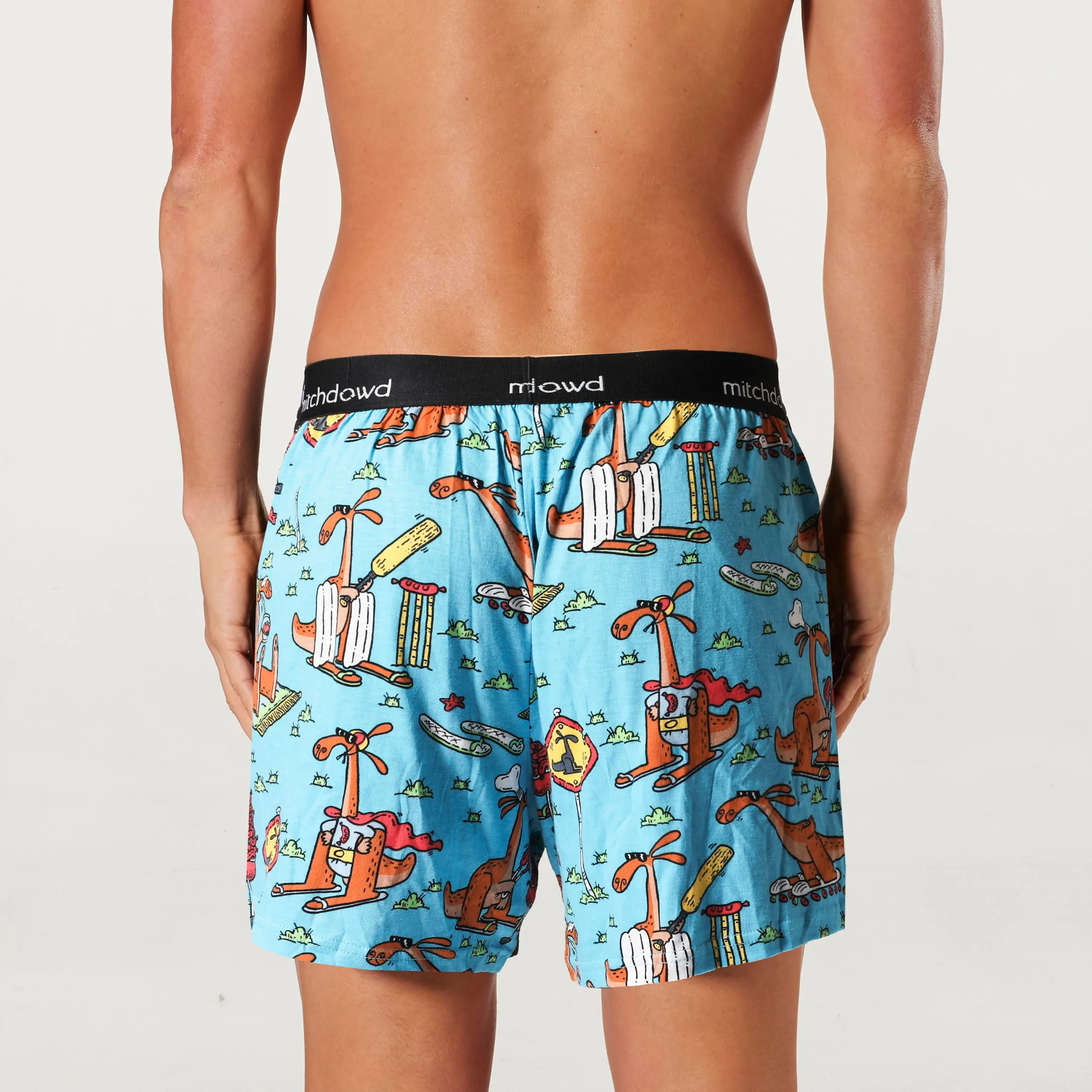 Men's Surfin' Kanga Cotton Loose Fit Knit Boxer Shorts - Blue