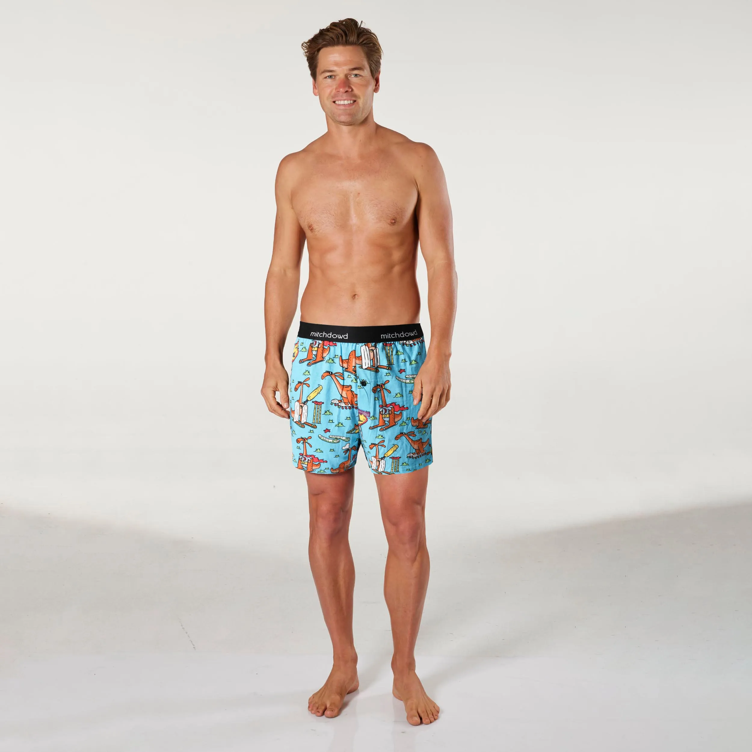 Men's Surfin' Kanga Cotton Loose Fit Knit Boxer Shorts - Blue