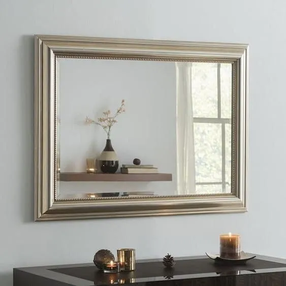 MineMeDeskCo Handcrafted Wooden Mirror Frame | Antique Jharokha Design in Solid Wood with Antique Silver Finish, 3x2 Ft | Elegant Wall Hanging | Vintage Charm | Mirror Not Included