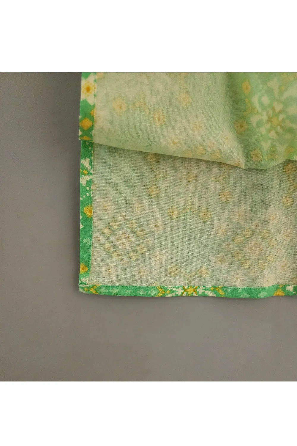 Mint Green Ikat Printed Cotton Kurta With Pyjama Set