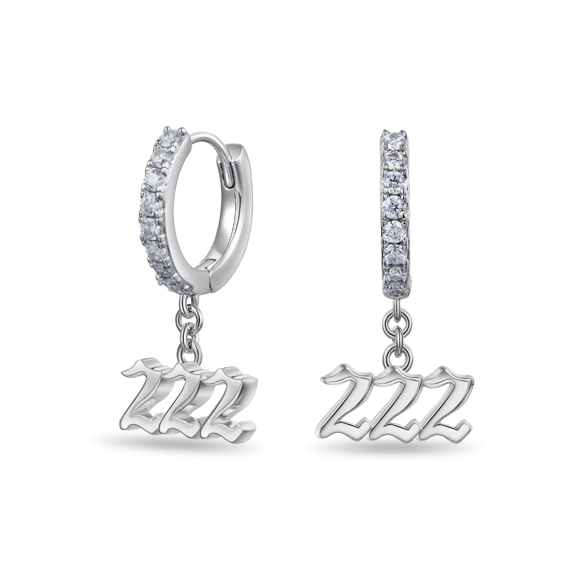 Moissanite Angel Number Dangly Earring - 222