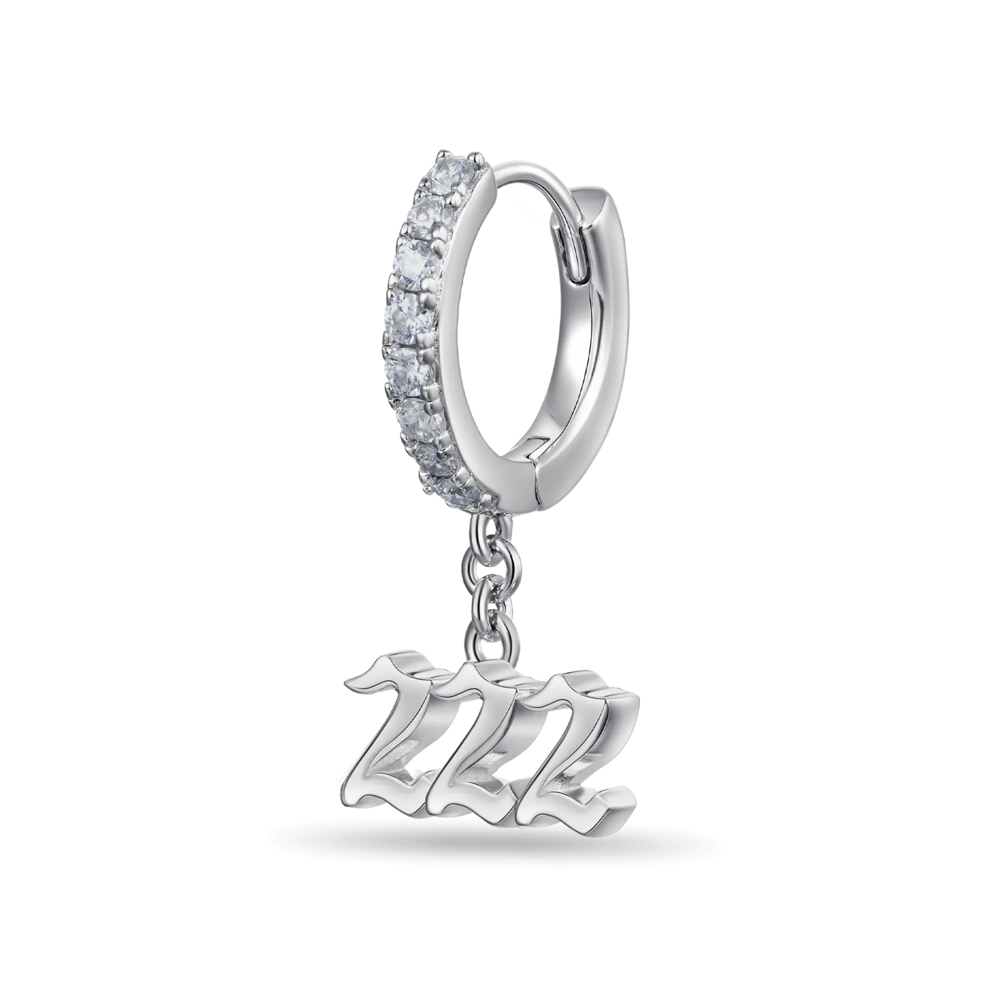 Moissanite Angel Number Dangly Earring - 222