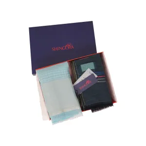 Navy & Blue Cotton Tencel Silk Dupatta Set