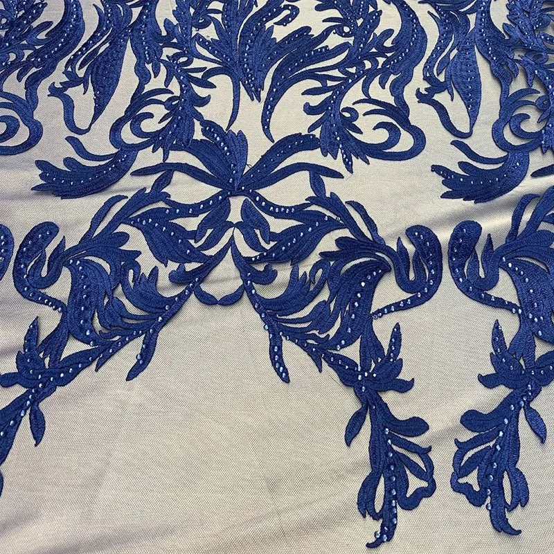 One Yard Mesh Lace Embroidered Fabric Leafs Design