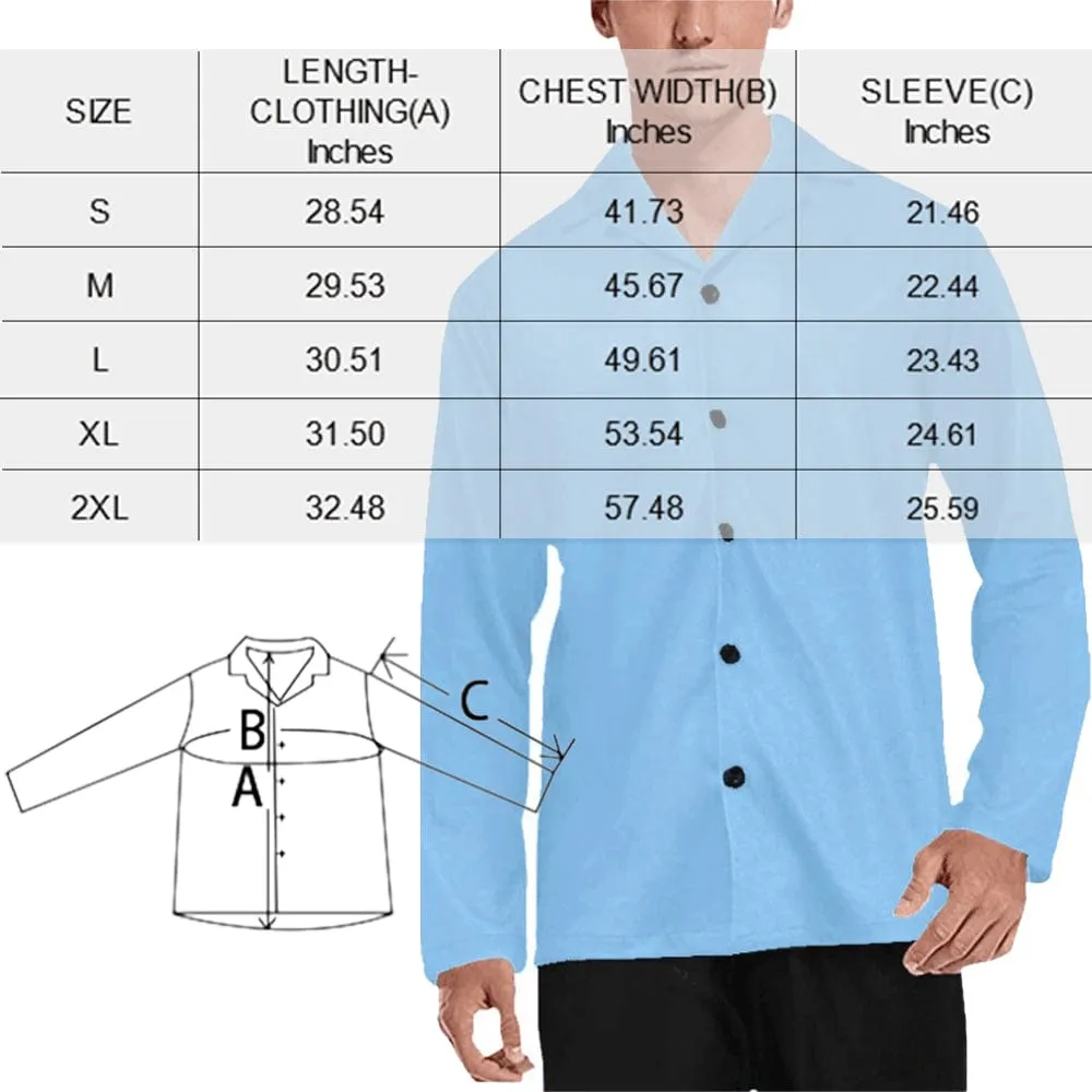 Pajama Shirt&Pajama Pants-Custom face Pajamas heart Men's Sleepwear Personalized Photo Men's V-Neck Long Pajama Set