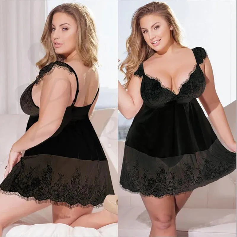 Plus Size Ladies Sexy Satin & Lace BabyDoll Styles