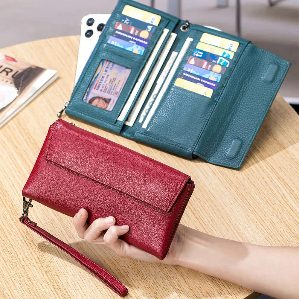 Premium Soft Leather Envelope Clutch Long Wallet | Elegant and Spacious