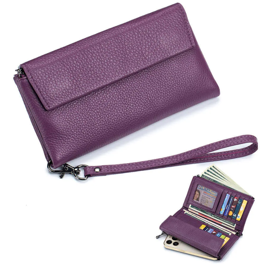 Premium Soft Leather Envelope Clutch Long Wallet | Elegant and Spacious