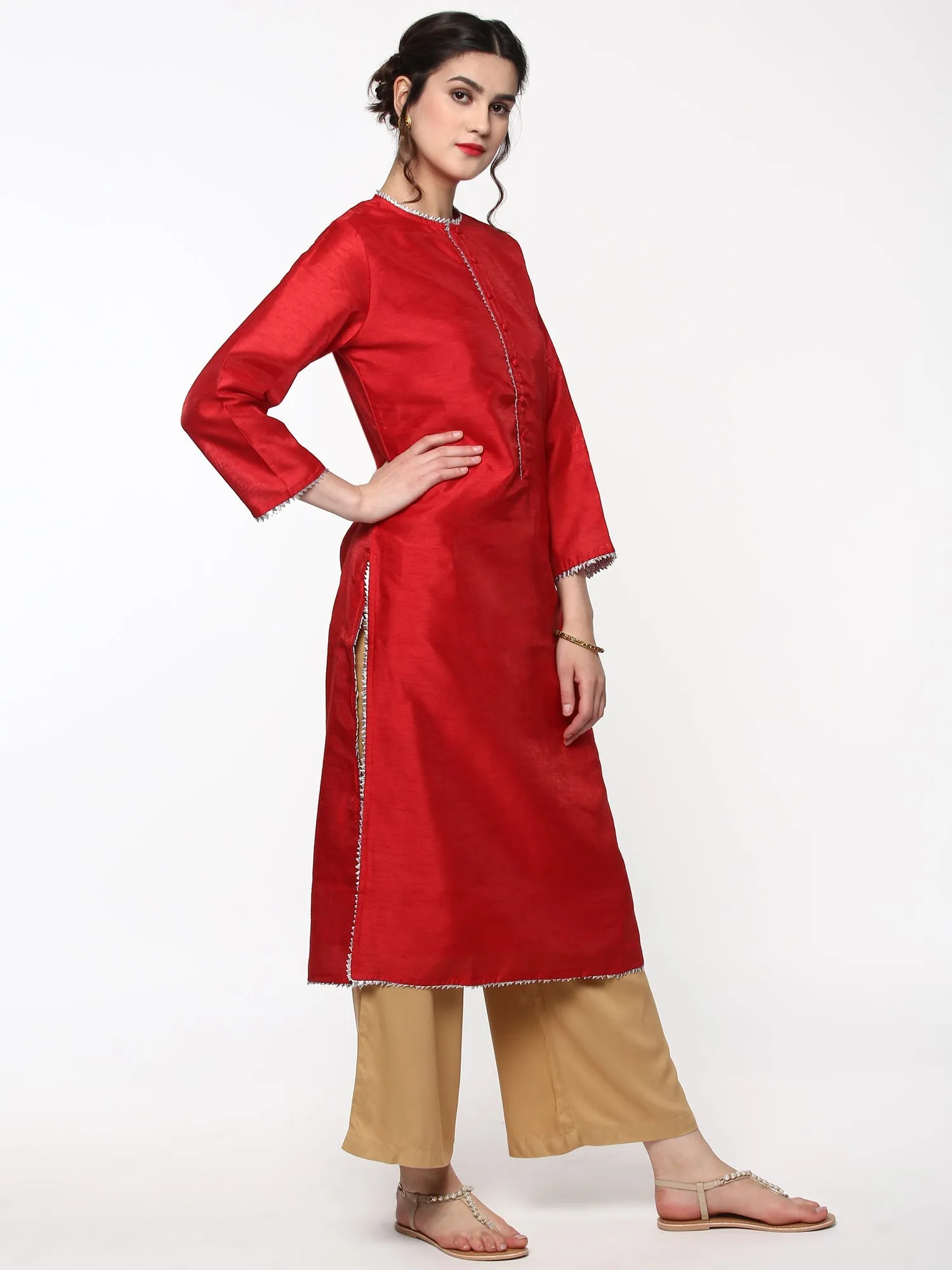 Red Silk Kurta
