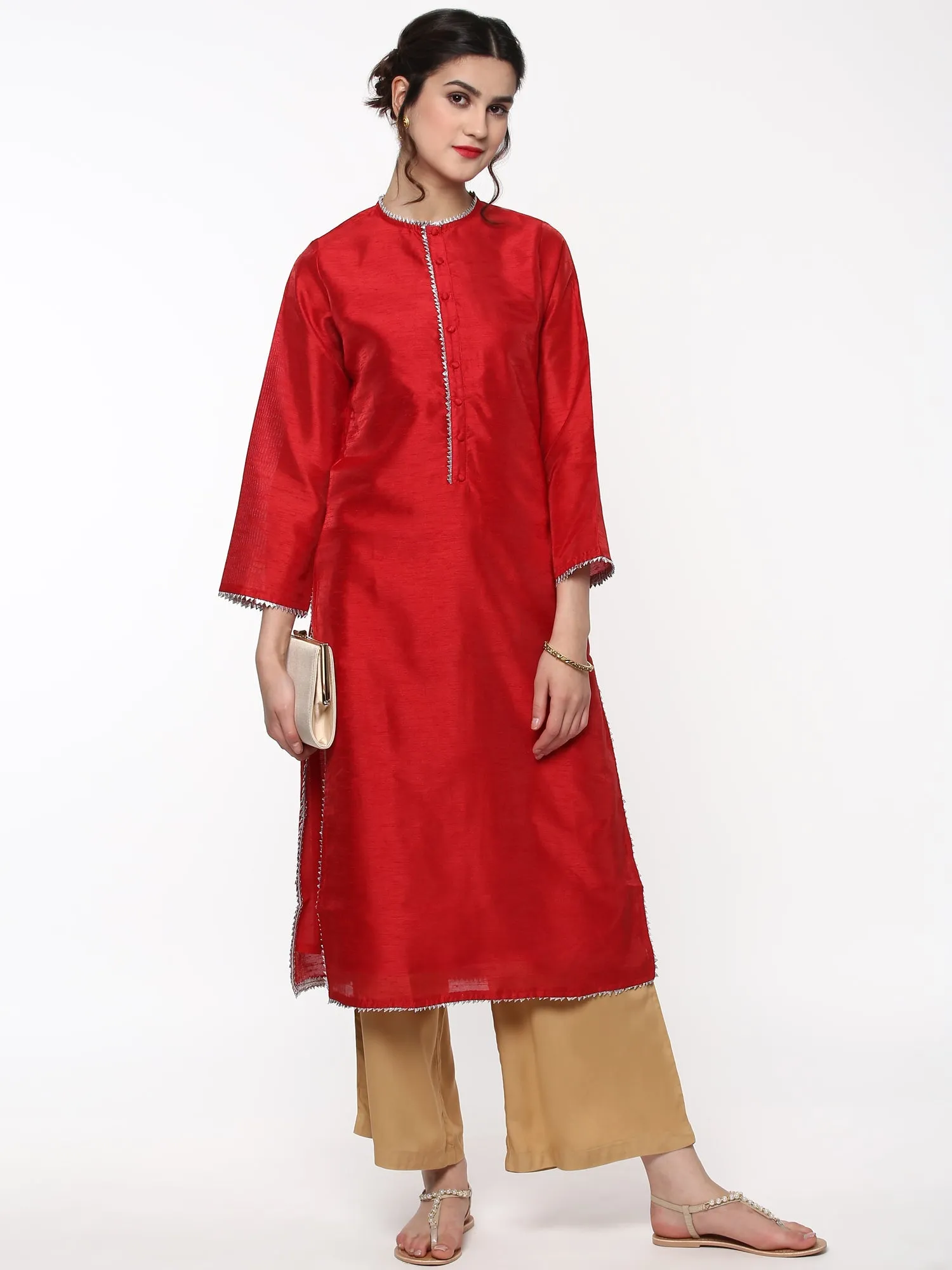 Red Silk Kurta