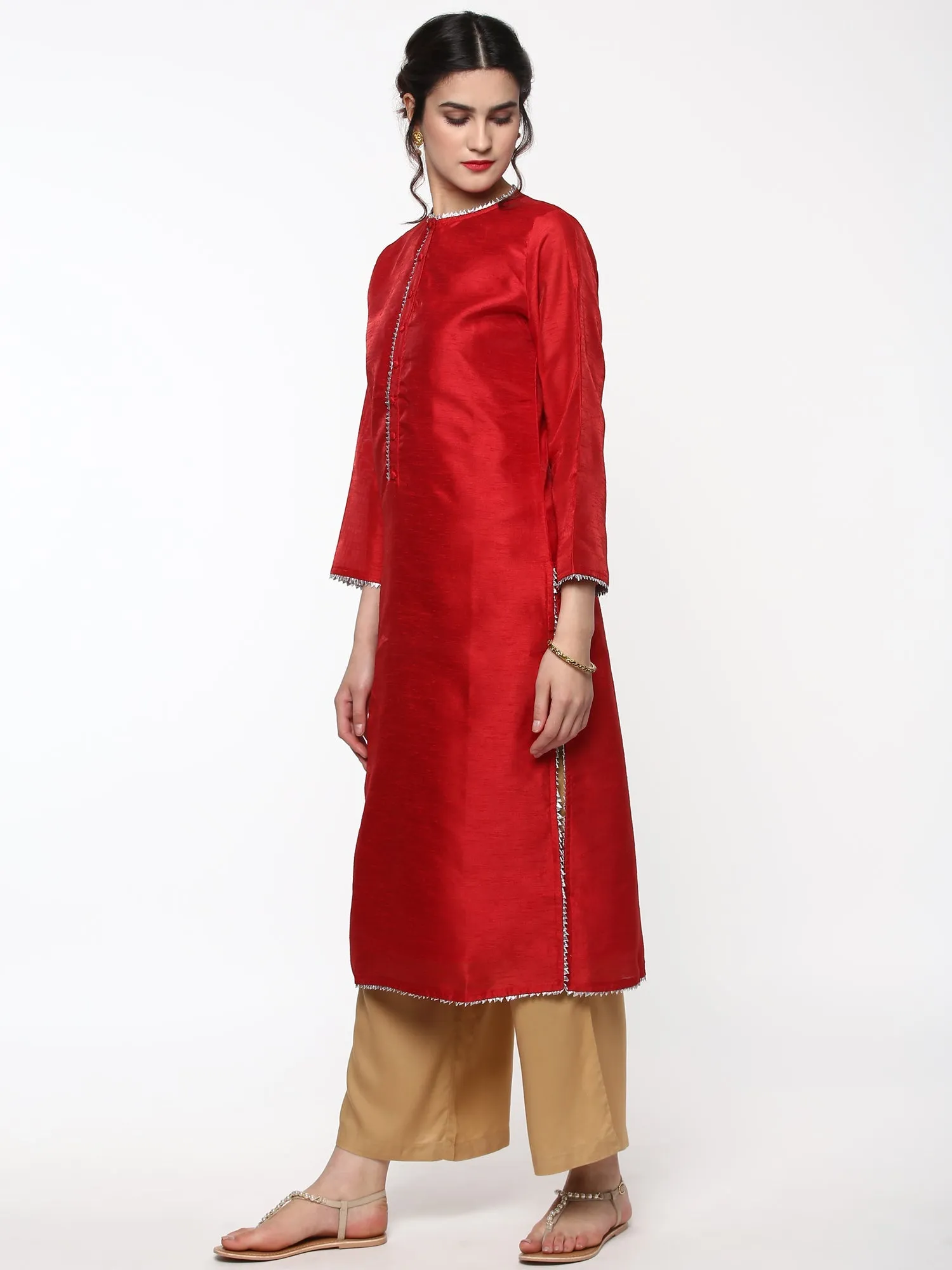Red Silk Kurta