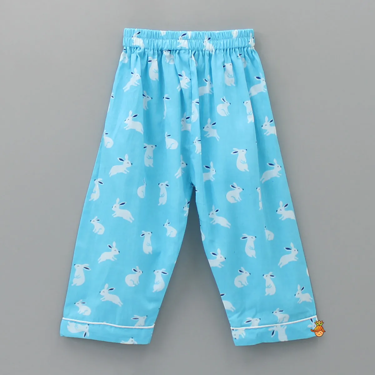 Round Neck Blue Printed Sleepwear