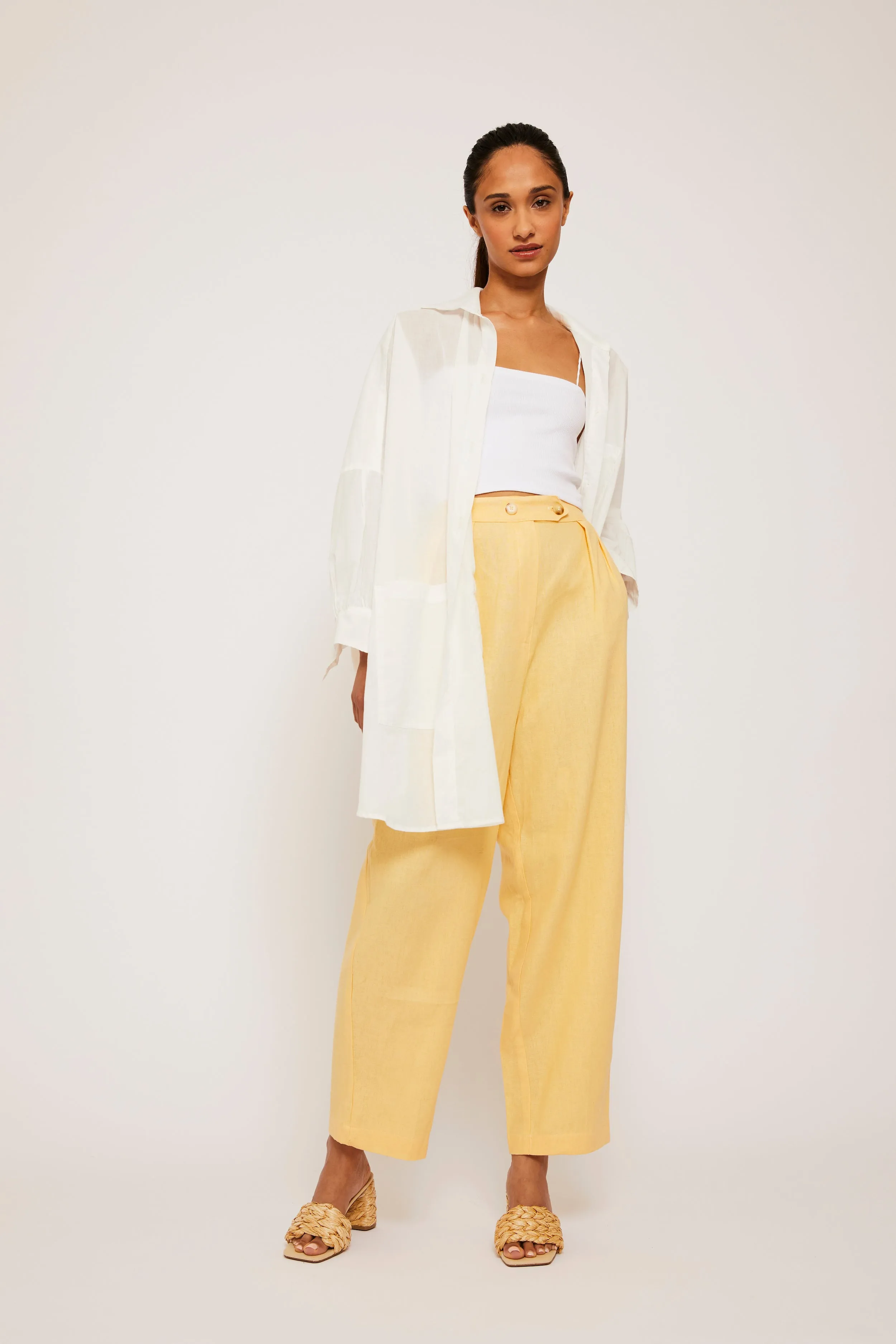 Sheer Cotton Smock Blouse - White