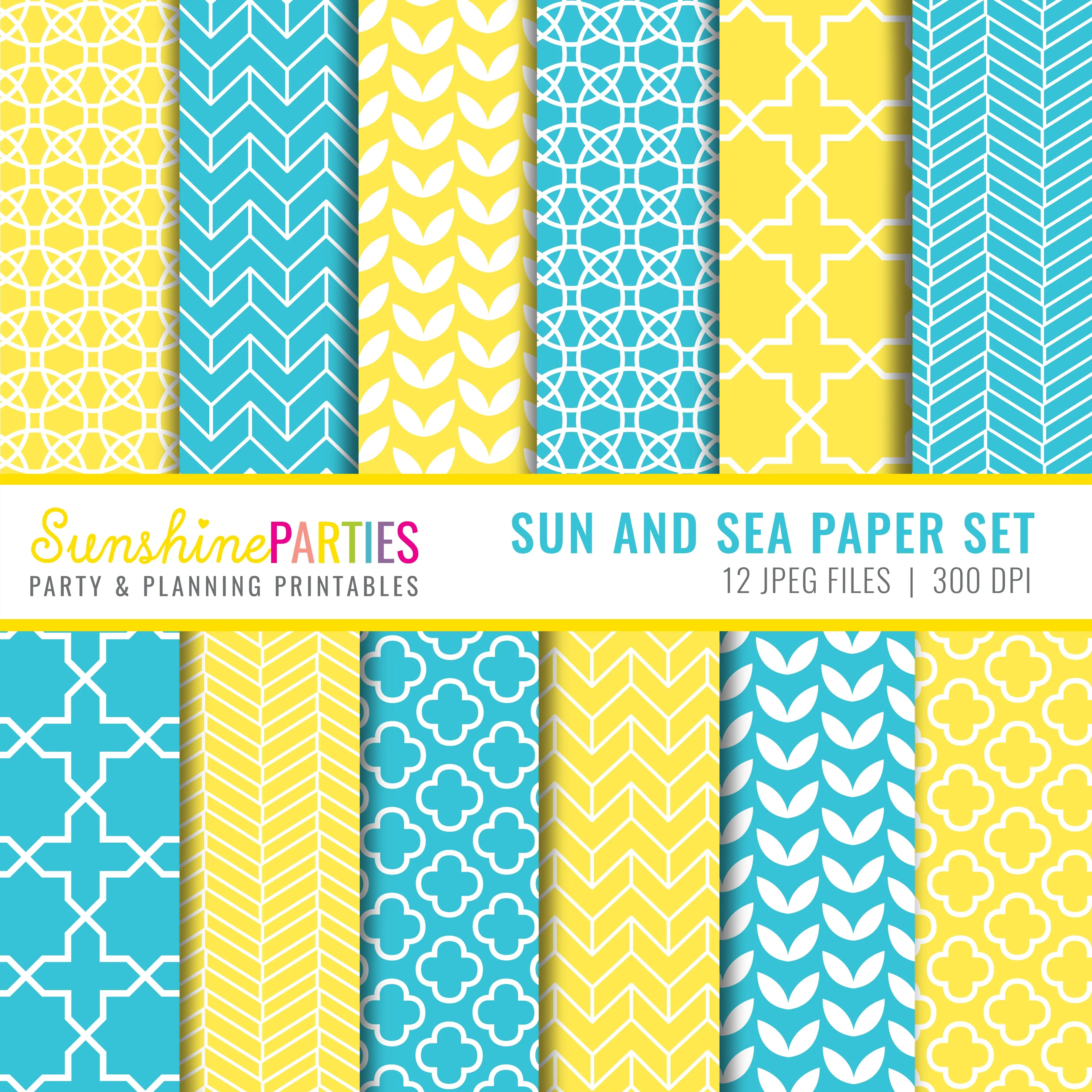 Sun and Sea Digital Paper Set | Digital Paper Bundle