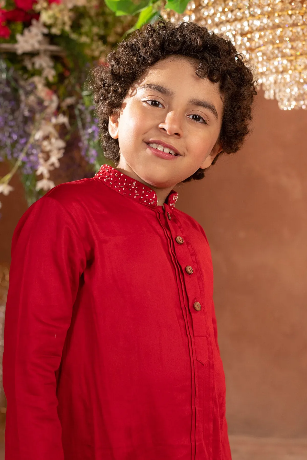 Suri  - Embroidered Red Kurta & Trouser Set