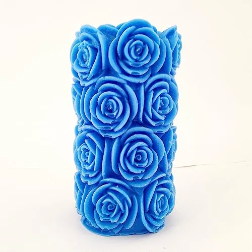 The Decor Affair 1 Pcs Handcrafted Blue Rose Designer Pillar Scented Candle to Elevate Your Senses and Create a Luxurious Ambiance with Its Unique Fragrance and Prolonged Burning Time.