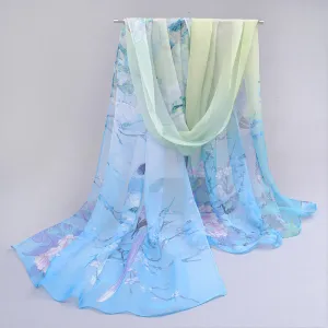 Thin chiffon polyester silk scarf
