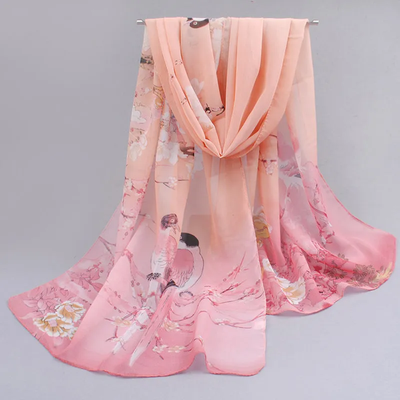 Thin chiffon polyester silk scarf