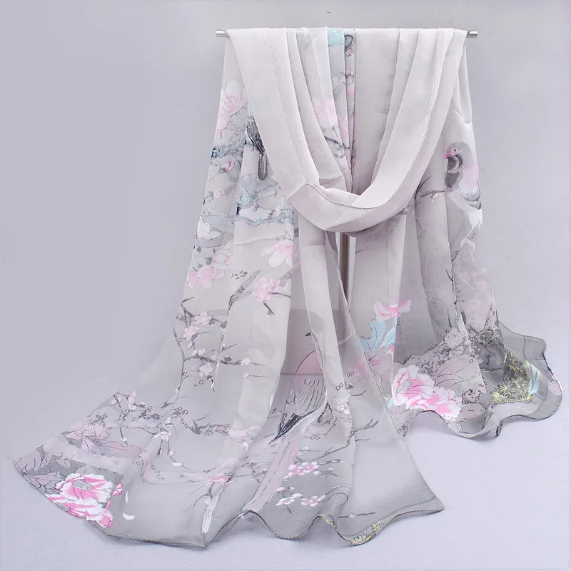 Thin chiffon polyester silk scarf