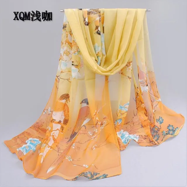 Thin chiffon polyester silk scarf