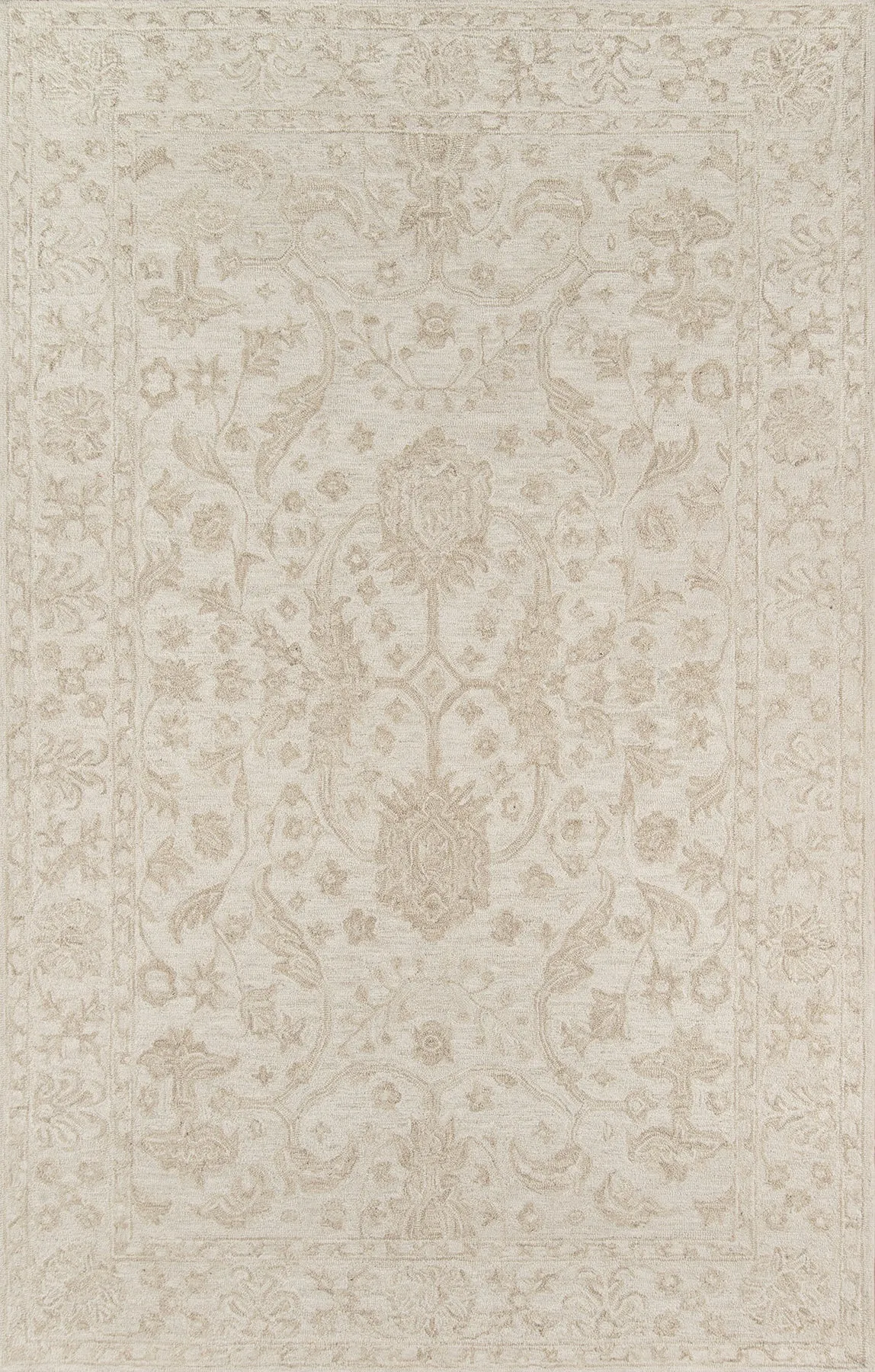 Traditional Hand Tufted Beige Rug