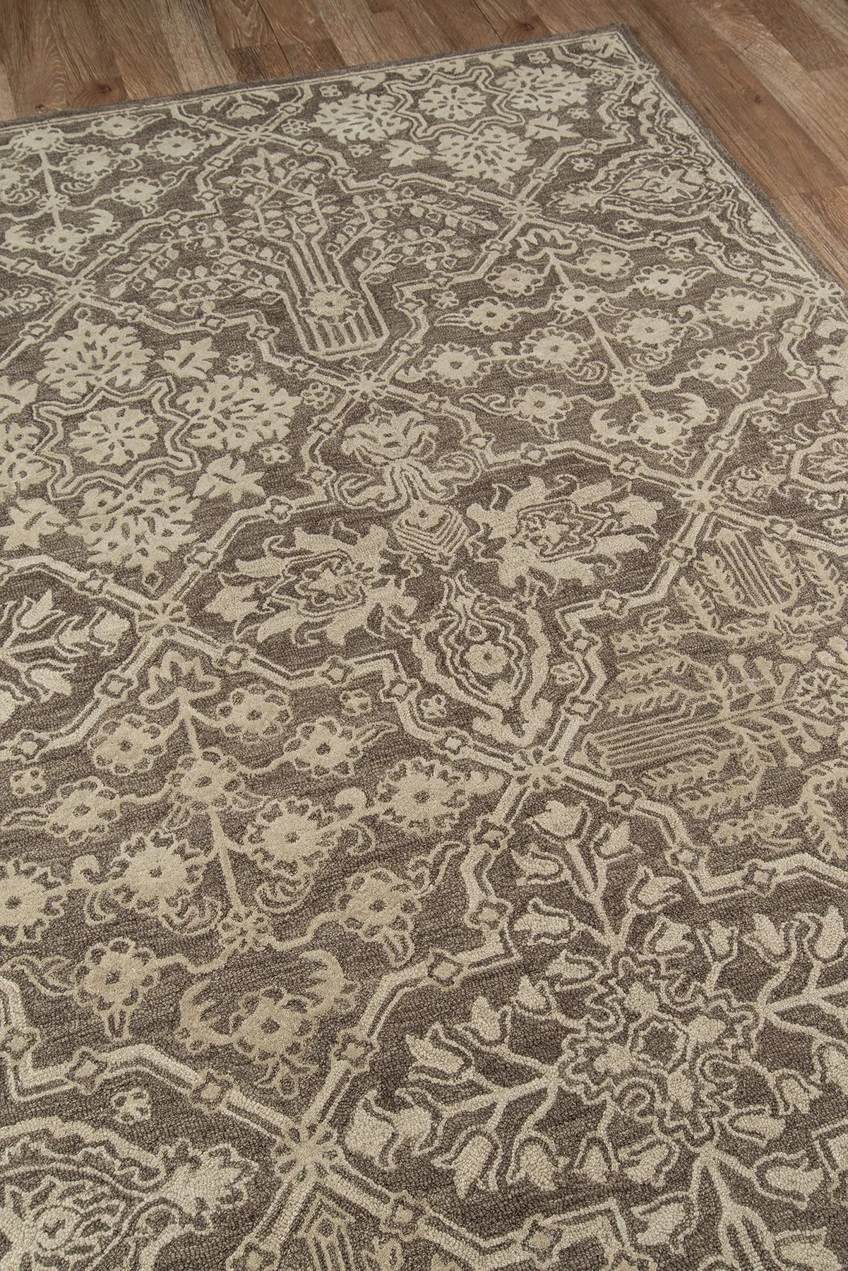 Traditional Hand Tufted Brown Rug