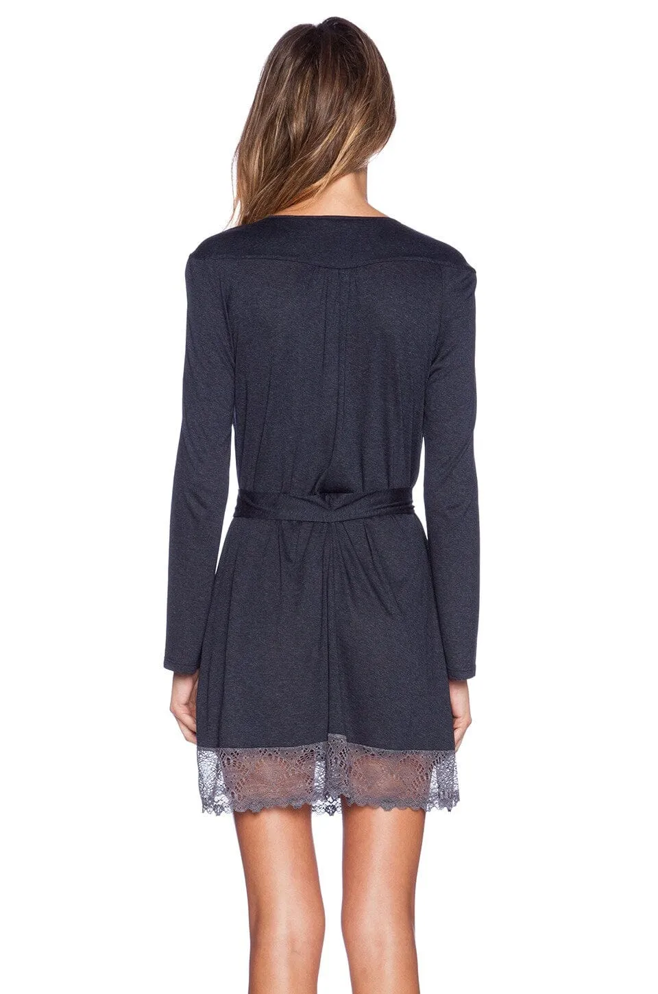 Venice Short Robe With Lace Hem