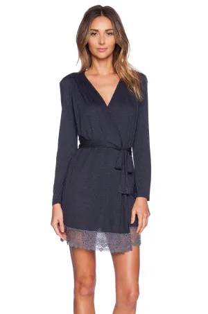 Venice Short Robe With Lace Hem