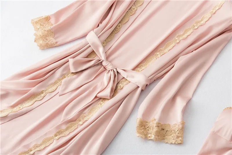 VenusFox Sexy Womens 5PCS Pajamas Set V-Neck Nighties Wear Home Negligee Nightwear Lingerie Pijama Spring Nighty Robe Gown Suit Sleepwear