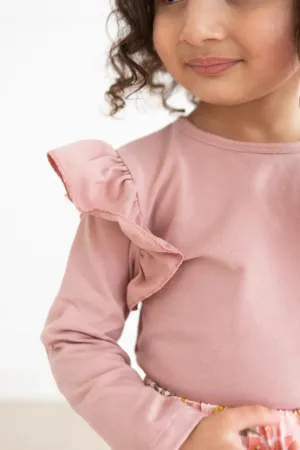 Vintage Pink Ruffle Tee- Longsleeve