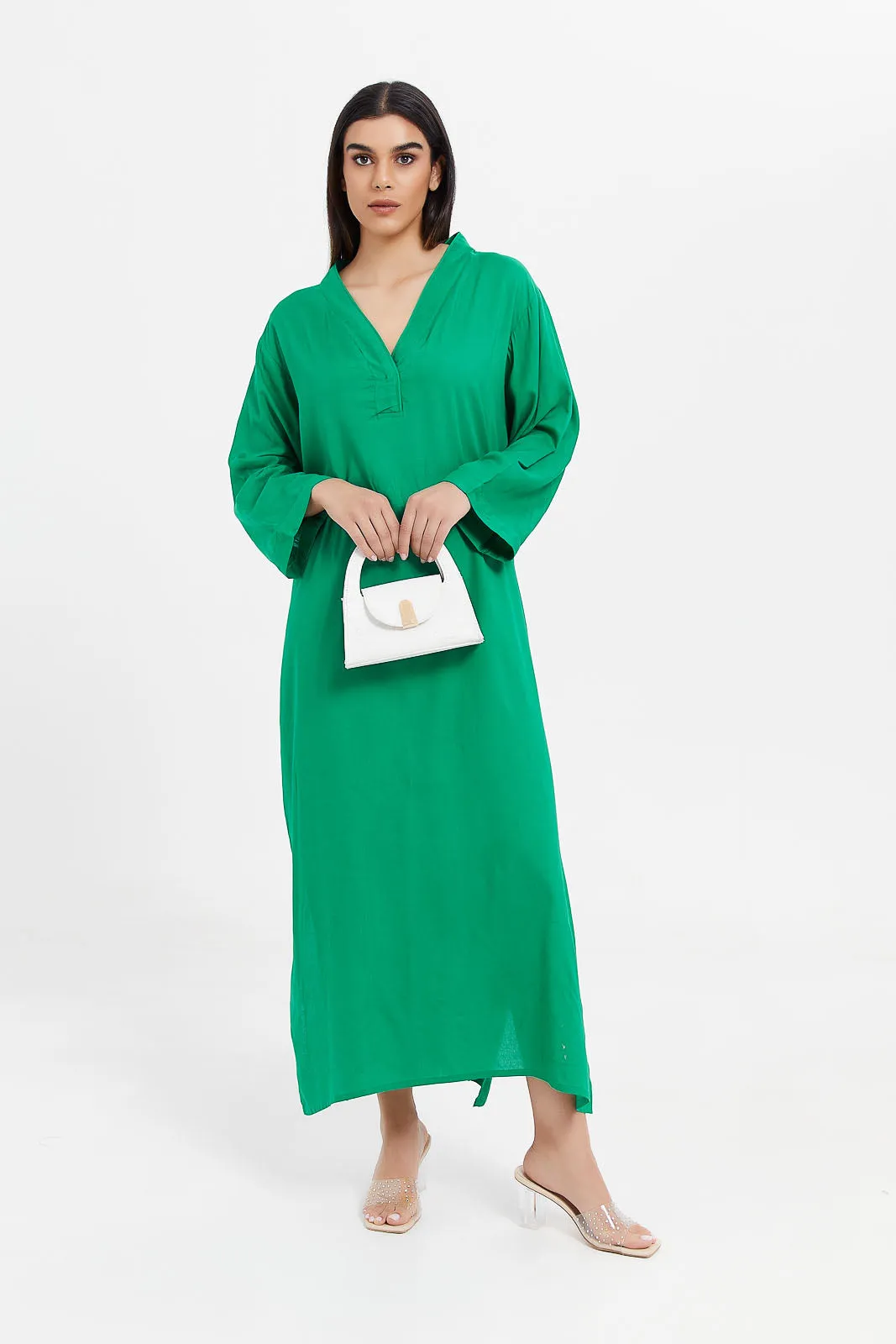 Women Green Long Sleeved Nightgown
