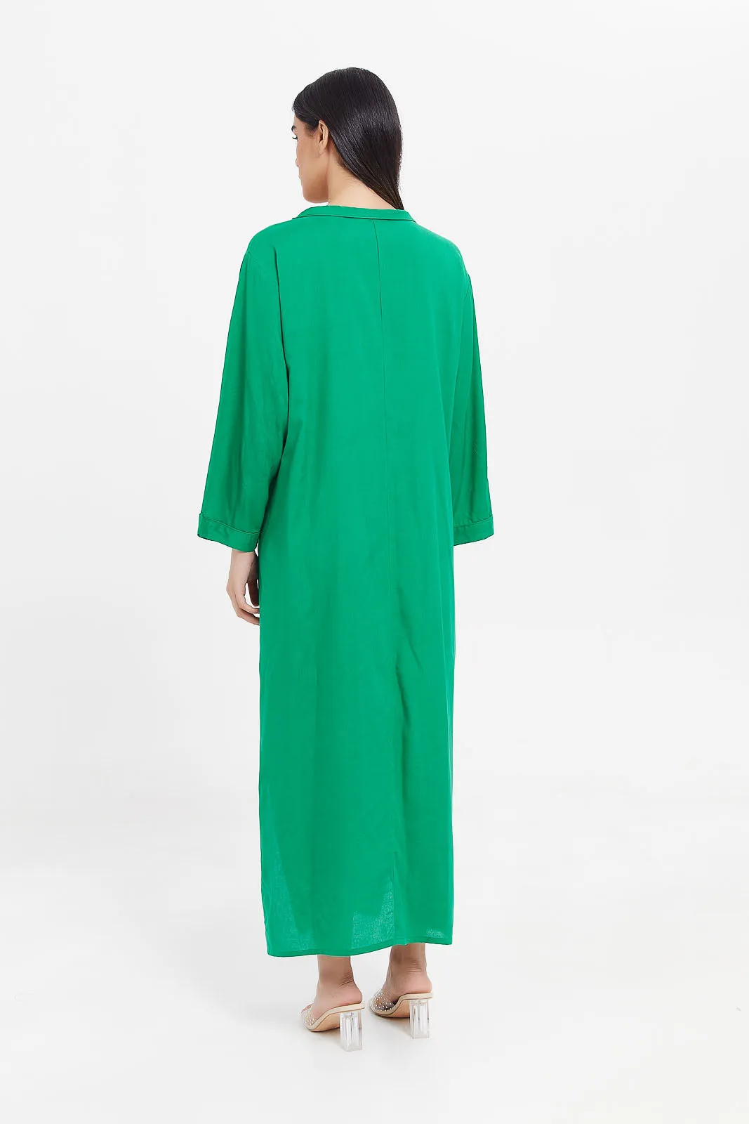 Women Green Long Sleeved Nightgown