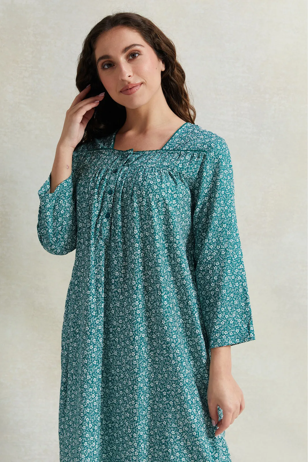 Women Green Printed Nightgown