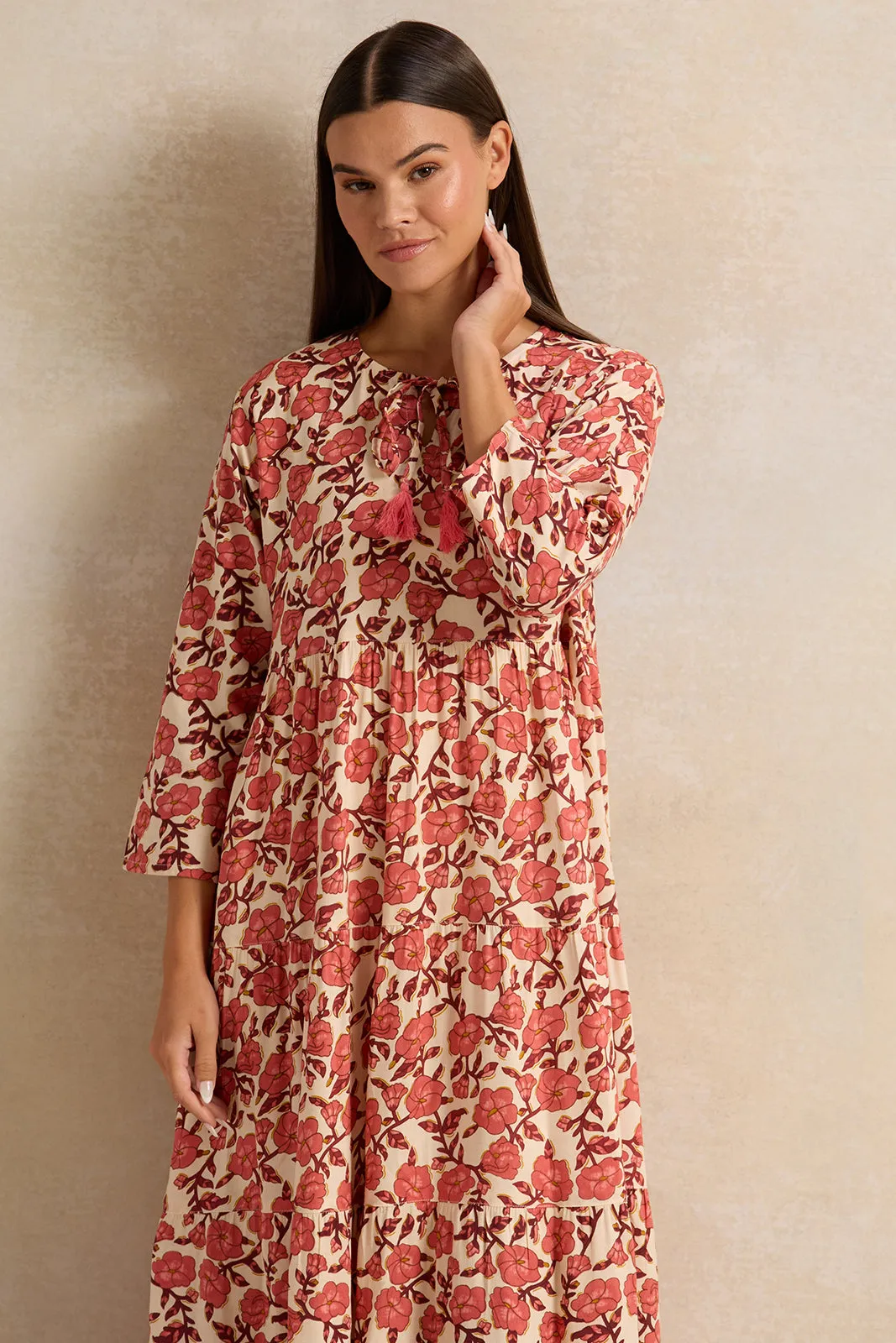 Women Red Printed Nightgown