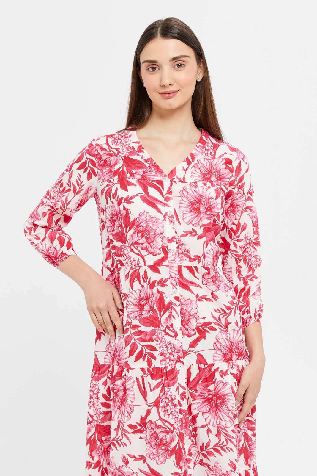Women White And Red Nightgown