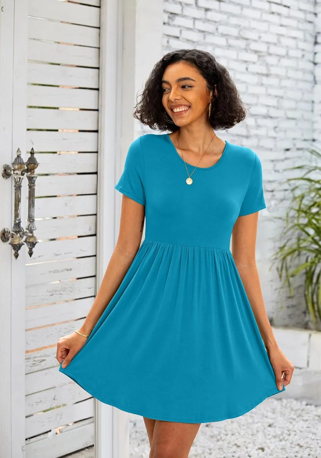 Women's Dresses Casual Crew Neck T-Shirts A-line Dress Summer Dresses for Women XS-2XL