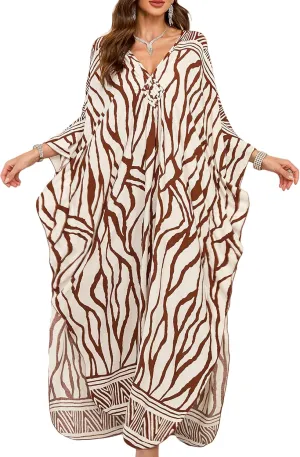 Women's Kaftan Dress 2025 V-Neck Beach Cover Up for Swimsuit, Lightweight Mumu Loungewear & Home Caftan Dress