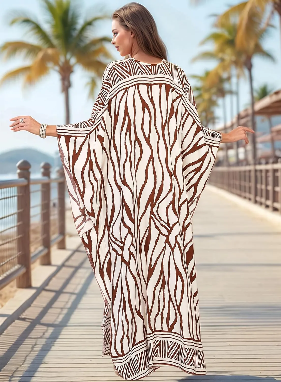 Women's Kaftan Dress 2025 V-Neck Beach Cover Up for Swimsuit, Lightweight Mumu Loungewear & Home Caftan Dress