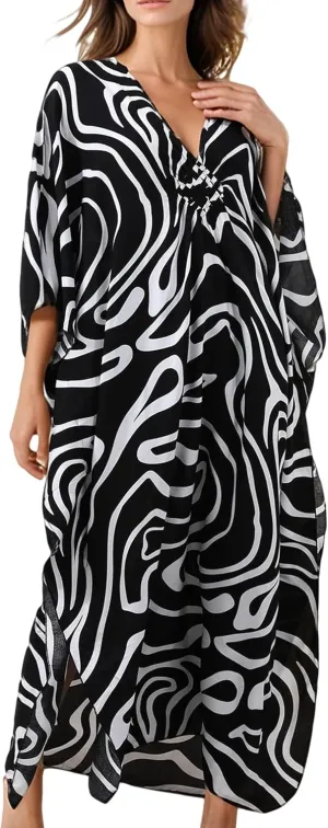 Women's Kaftan Dresses 2025 V Neck Batwing Sleeve Beach Cover Ups Plus Size Lightweight Caftans for Swimwear