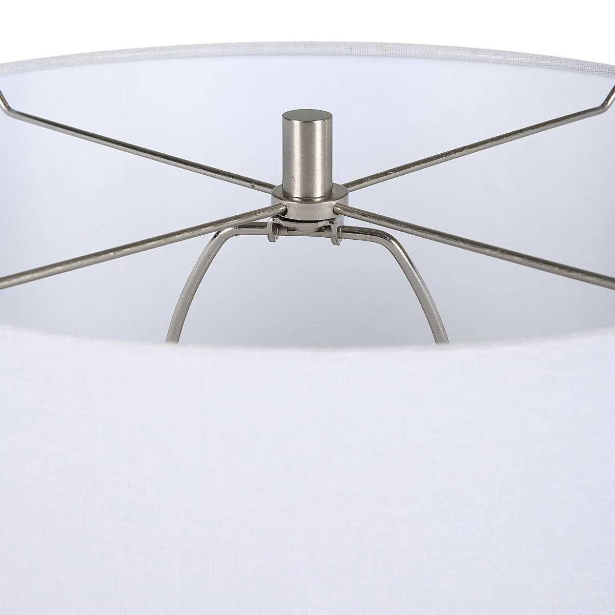 Woven Rattan Table Lamp with Brushed Nickel