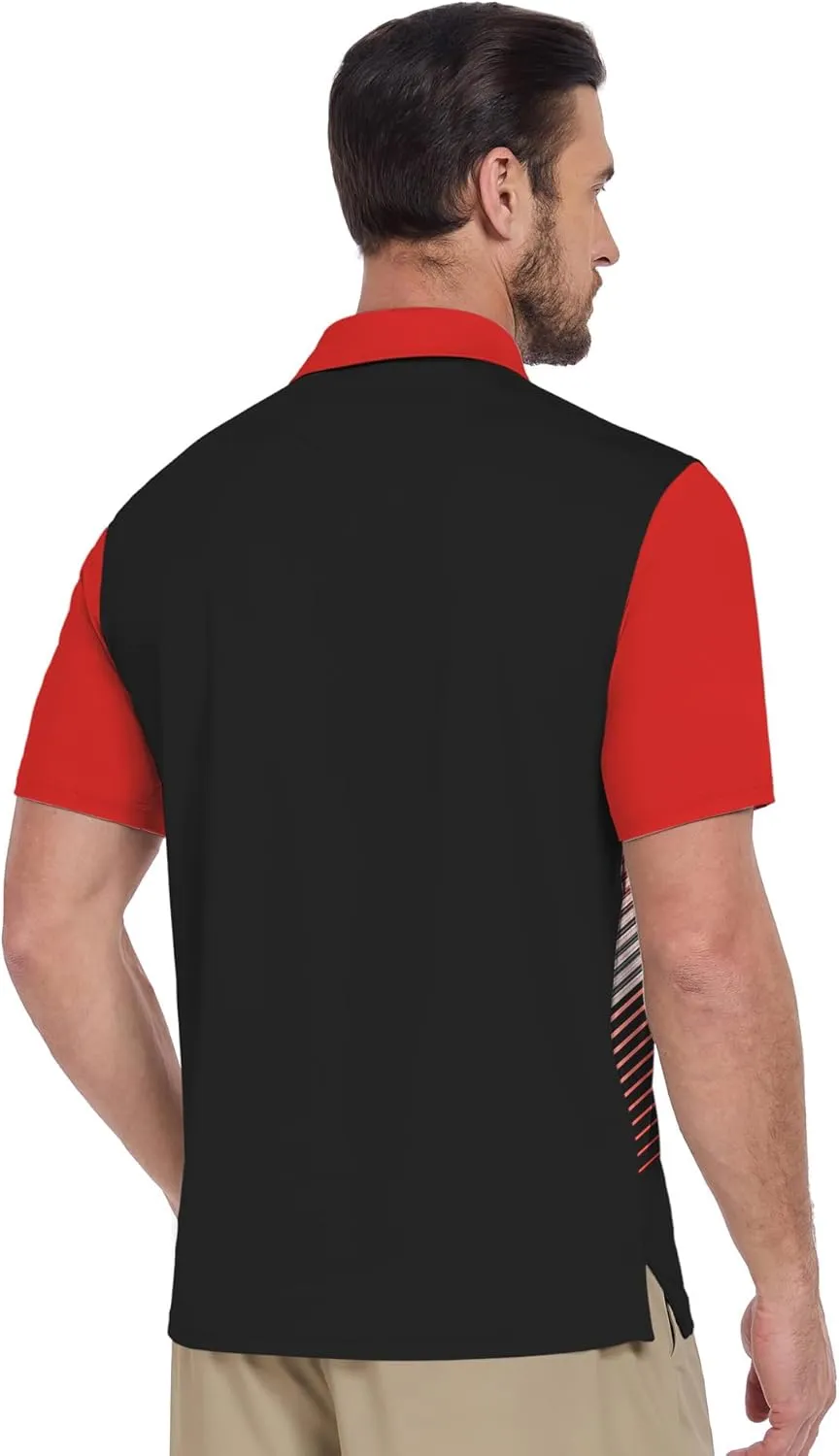 ZITY Men's Golf Shirts Short Sleeve Moisture Wicking Performance Print Patterns Casual Collared Golf Polo Shirt for Men